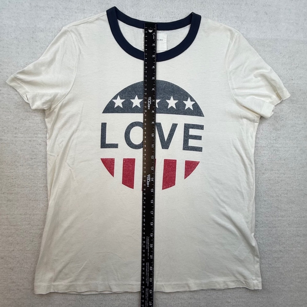 Sol Angeles Womens Love Ringer T-Shirt Patriotic Stars Stripes Sm thin retro - Picture 5 of 8